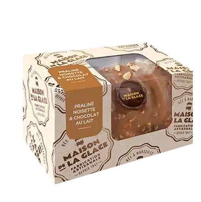 Bûche praliné noisette et chocolat au lait Maison de la Glace - Alfagel