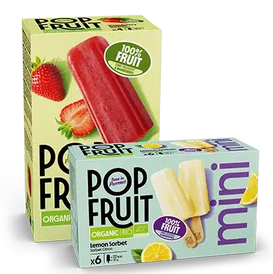 Pop Fruit sorbet bâtonnet bio 100% fruit et mini 100 fruit- Alfagel